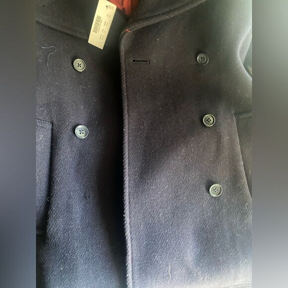 J Crew Stadium Cloth By Nello Gori Navy Blue Pea Coat Womens Jacket Size 2 NEW - Picture 12 of 16